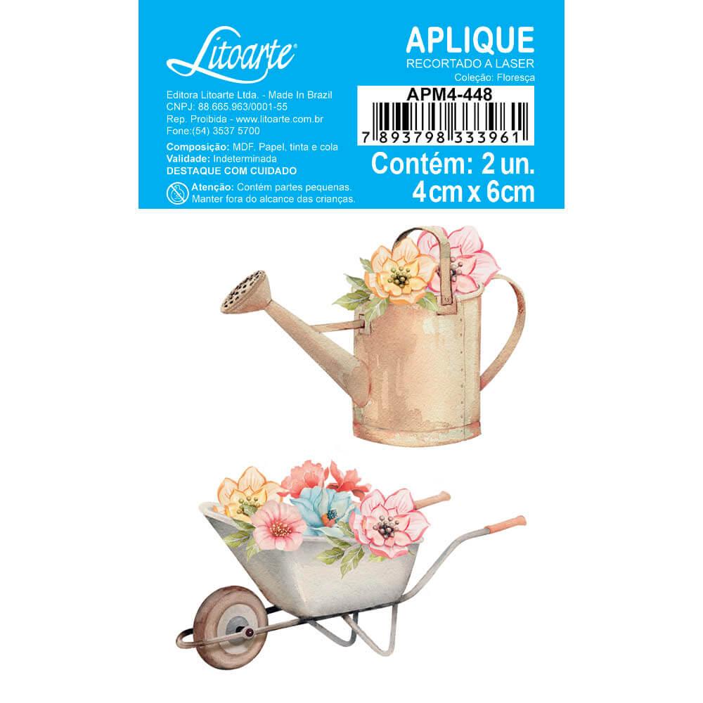 Aplique Litoarte APM4-448 4cm Encanto Carrinho de Mão e Regador 2 peças - Palácio da Arte
