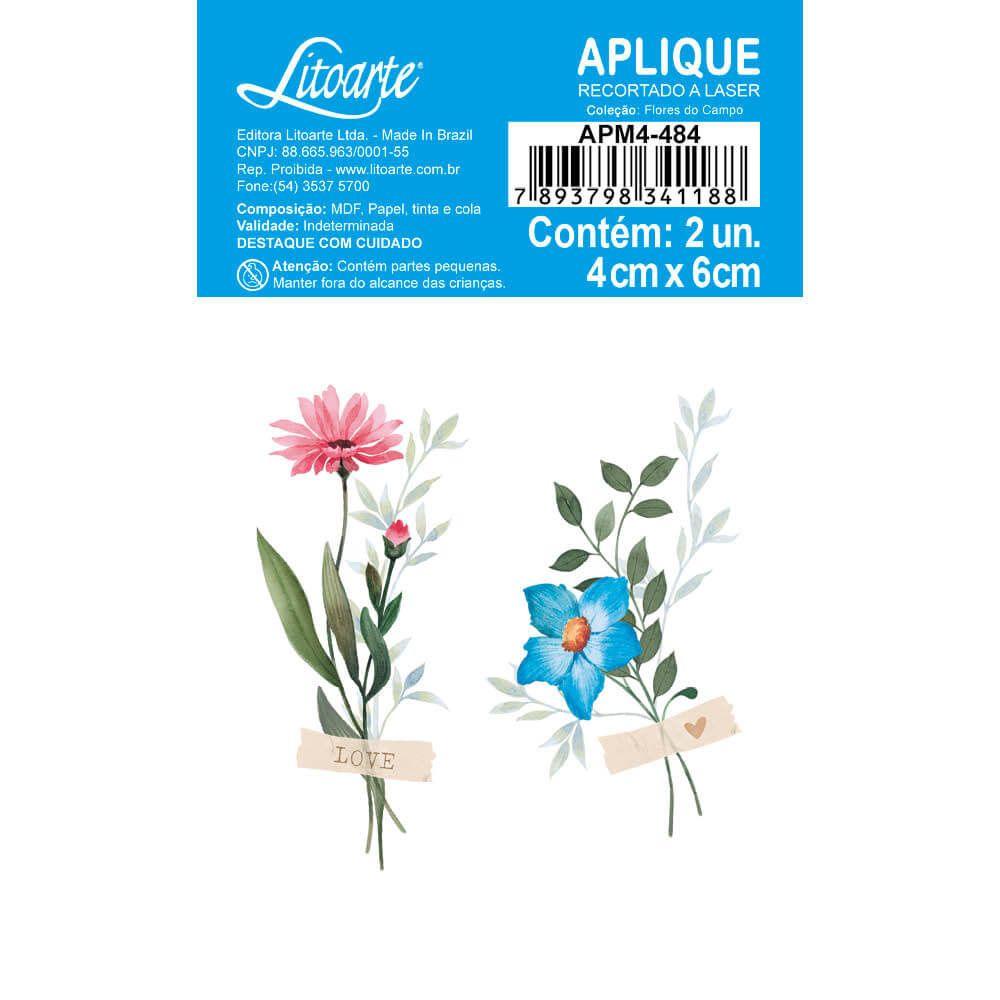 Aplique Litoarte APM4-484 4cm Flores do Campo Flores Coloridas 2 peças - Palácio da Arte