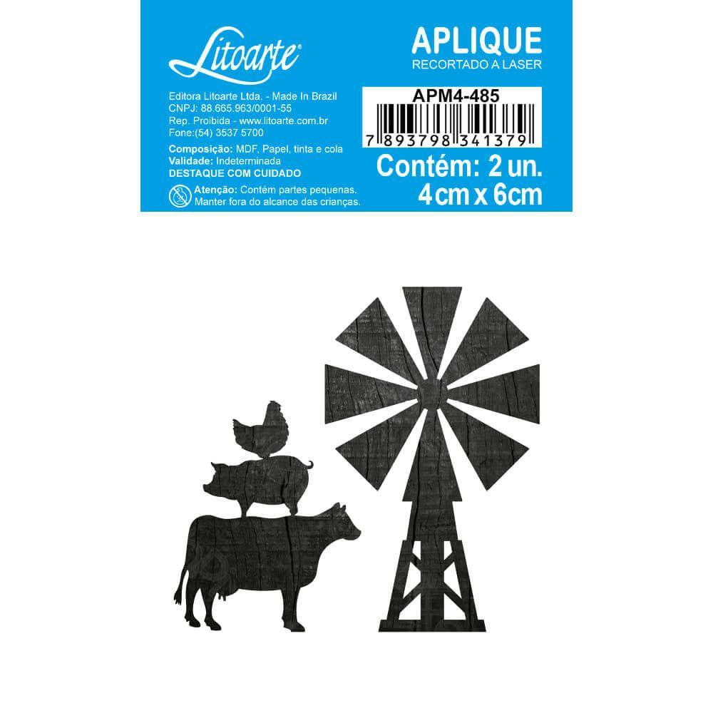 Aplique Litoarte APM4-485 4cm Farm Cata-Vento e Animais 2 peças - Palácio da Arte