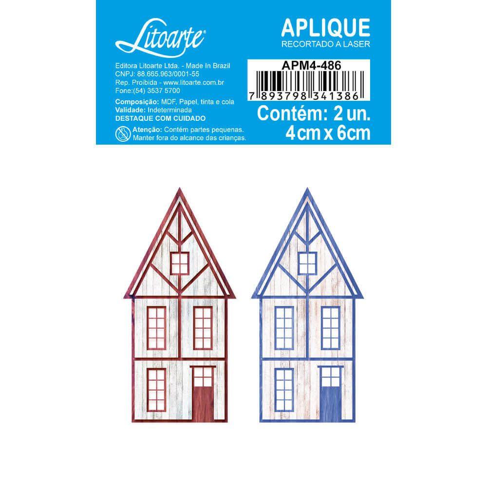 Aplique Litoarte APM4-486 4cm Farm Casinhas de Madeira 2 peças - Palácio da Arte