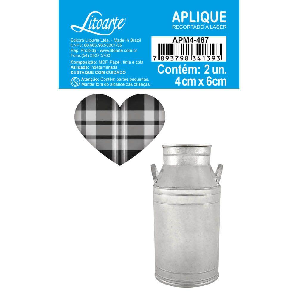 Aplique Litoarte APM4-487 4cm Farm Leiteira e Coração Xadrez 2 peças - Palácio da Arte