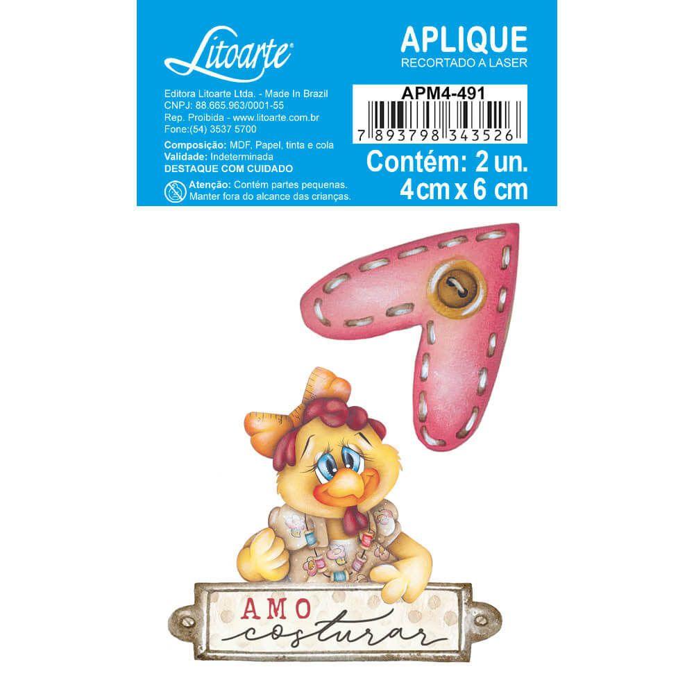 Aplique Litoarte APM4-491 4cm Costura Vintage Galinha 2 peças - Palácio da Arte
