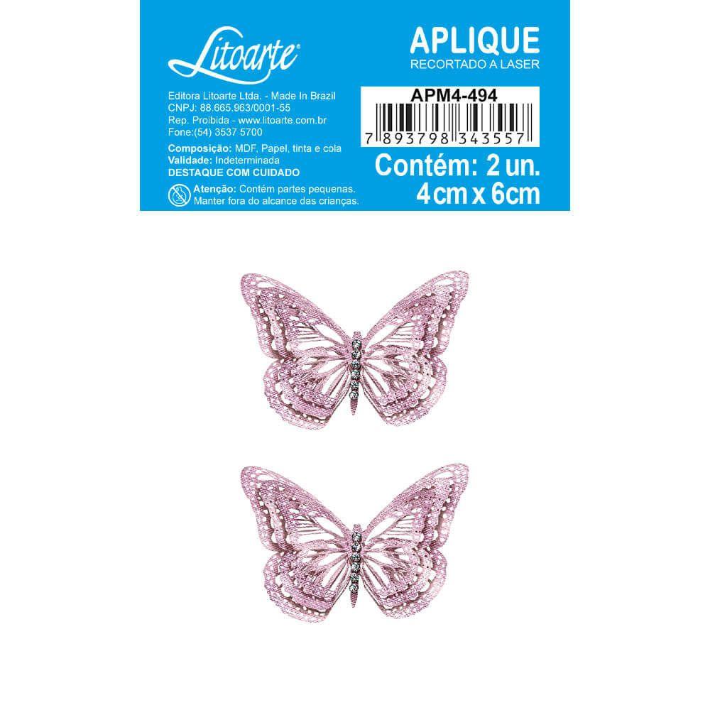 Aplique Litoarte APM4-494 4cm Borboletas Lilás 2 peças - Palácio da Arte