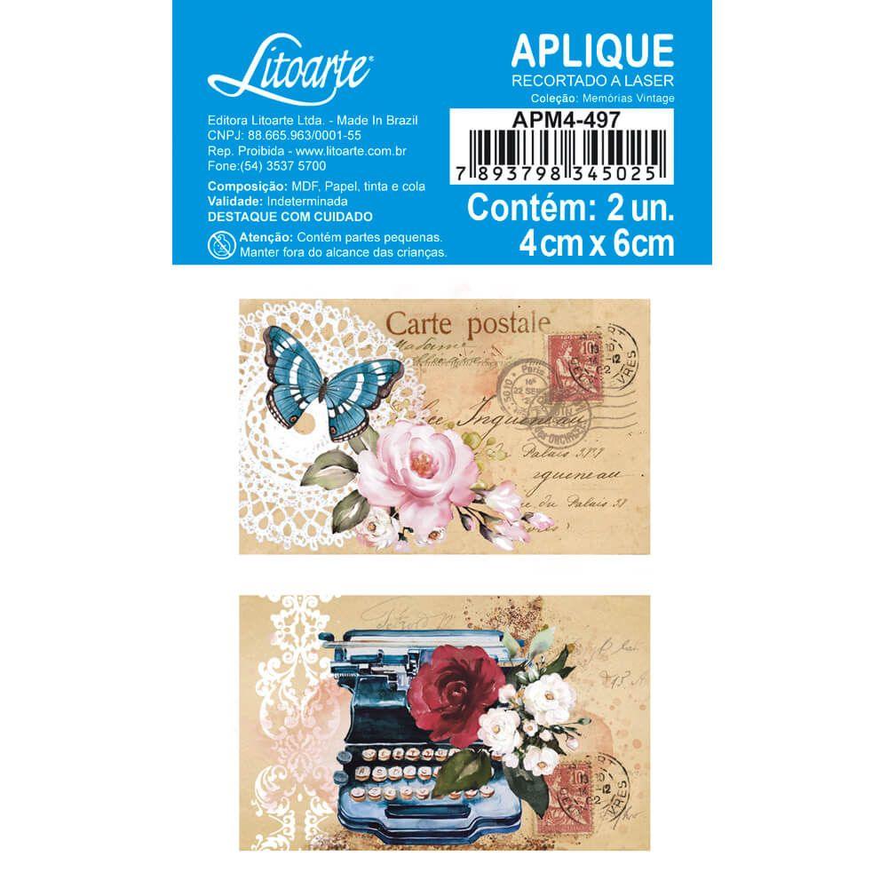 Aplique Litoarte APM4-497 4cm Memórias Vintage Tags 2 peças - Palácio da Arte