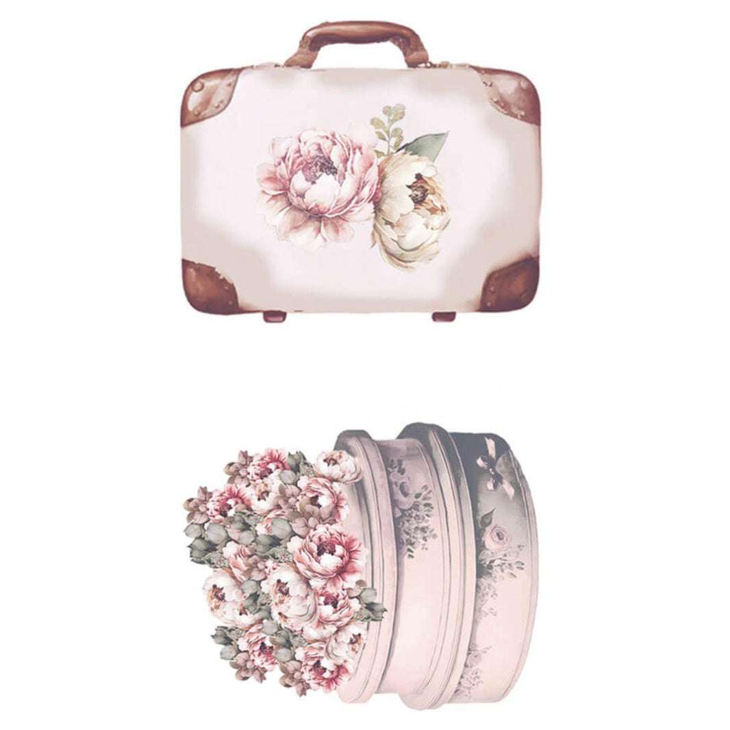 Aplique Litoarte APM4-505 4cm Meu Sonho Vintage Mala e Vaso de Flores 2 peças - Palácio da Arte