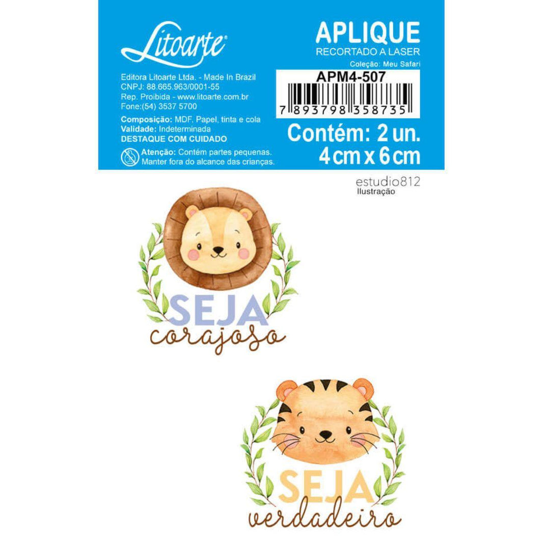 Aplique Litoarte APM4-507 4cm Meu Safari Leão e Tigre 2 peças - Palácio da Arte