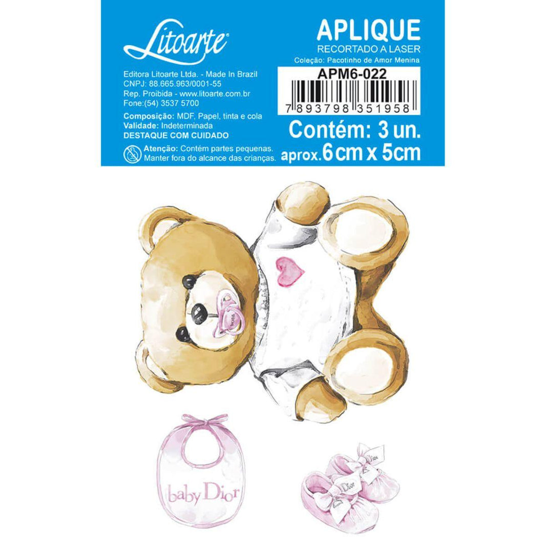 Aplique Litoarte APM6-022 6cm Pacotinho de Amor Menina 3 peças - Palácio da Arte