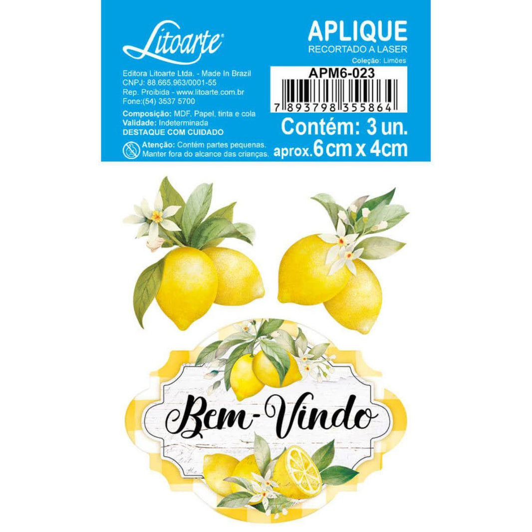 Aplique Litoarte APM6-023 6cm Limões 3 peças - Palácio da Arte