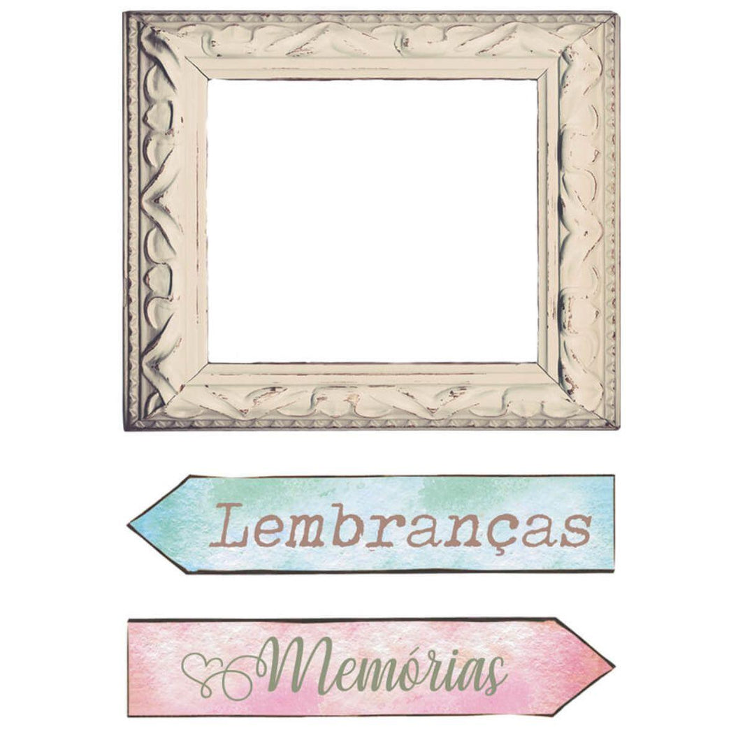 Aplique Litoarte APM6-025 6cm Meu Sonho de Vintage Moldura Quadrada 3 peças - Palácio da Arte