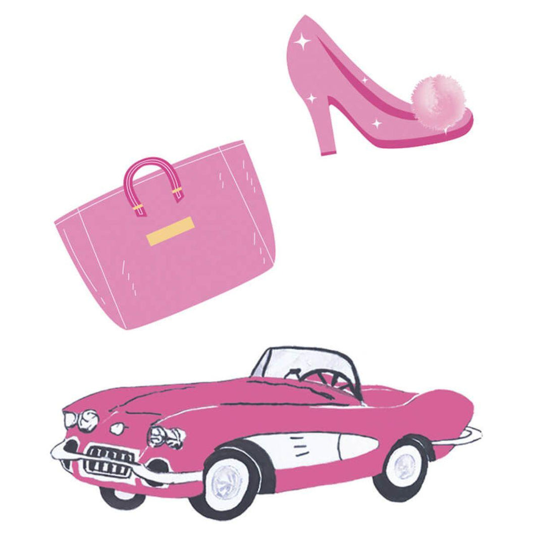 Aplique Litoarte APM6-027 6cm Aventura Fashion Carro Rosa 3 peças - Palácio da Arte
