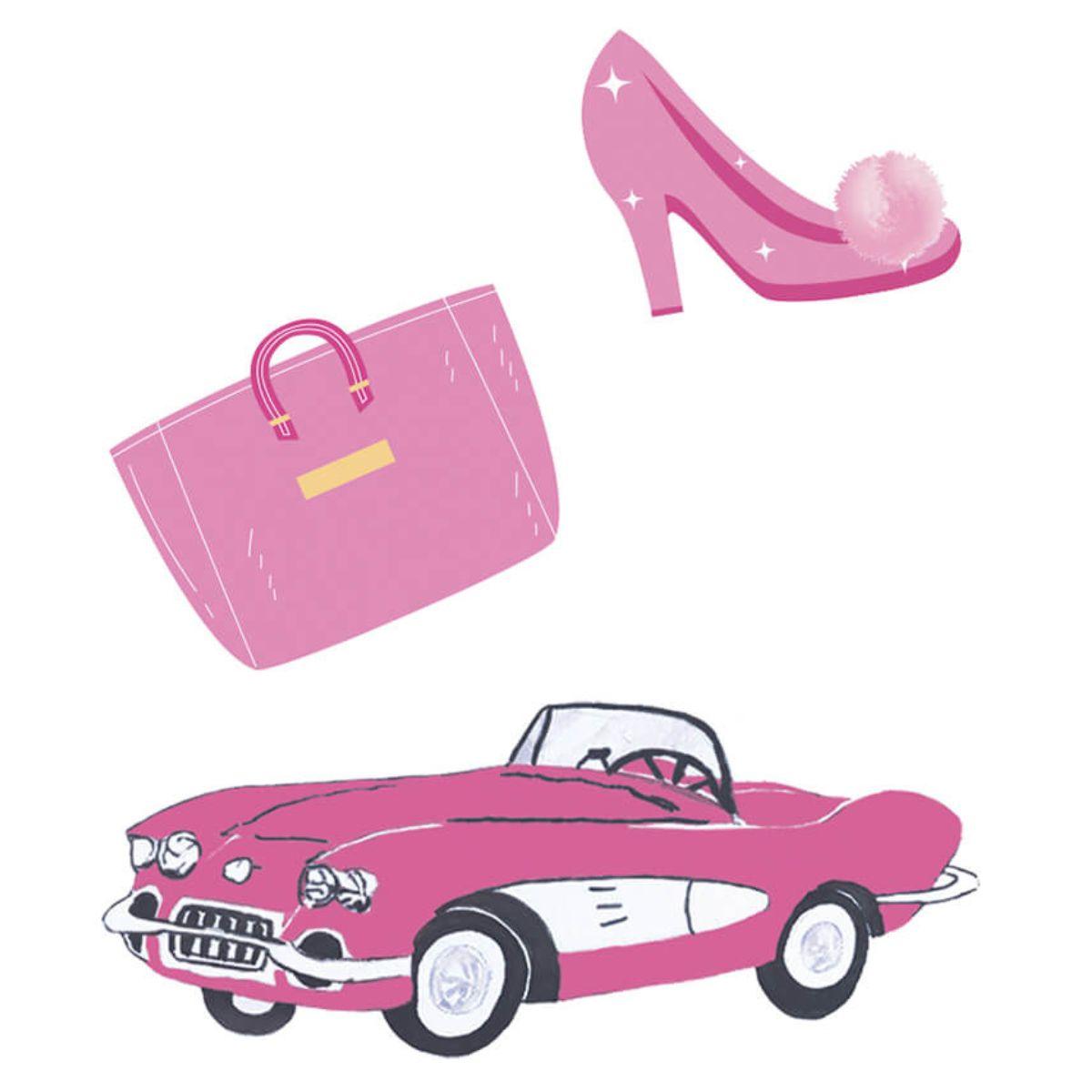 Aplique Litoarte APM6-027 6cm Aventura Fashion Carro Rosa 3 peças - Palácio da Arte