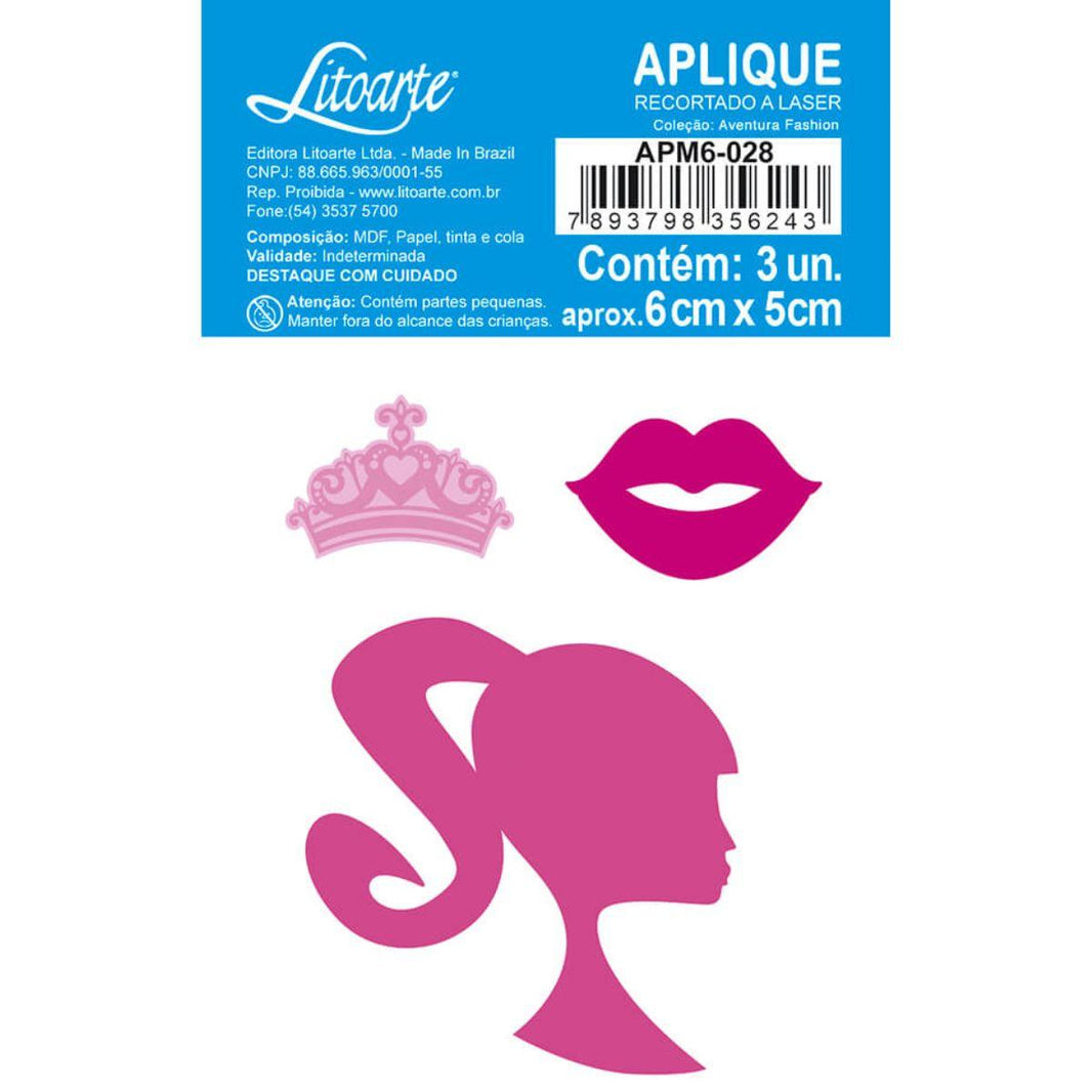 Aplique Litoarte APM6-028 6cm Aventura Fashion Barbie 3 peças - Palácio da Arte