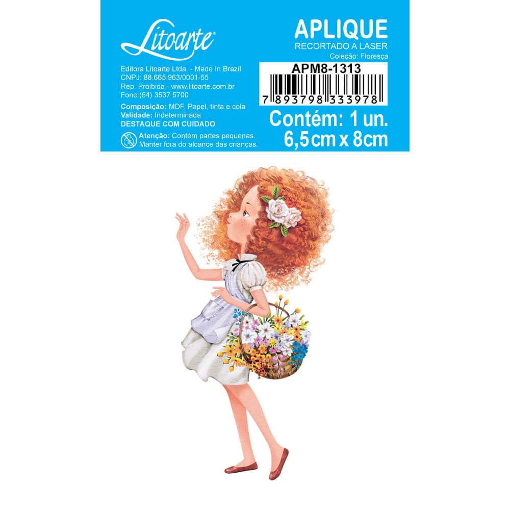 Aplique Litoarte APM8-1313 8cm Floresça Menina Ruiva - Palácio da Arte