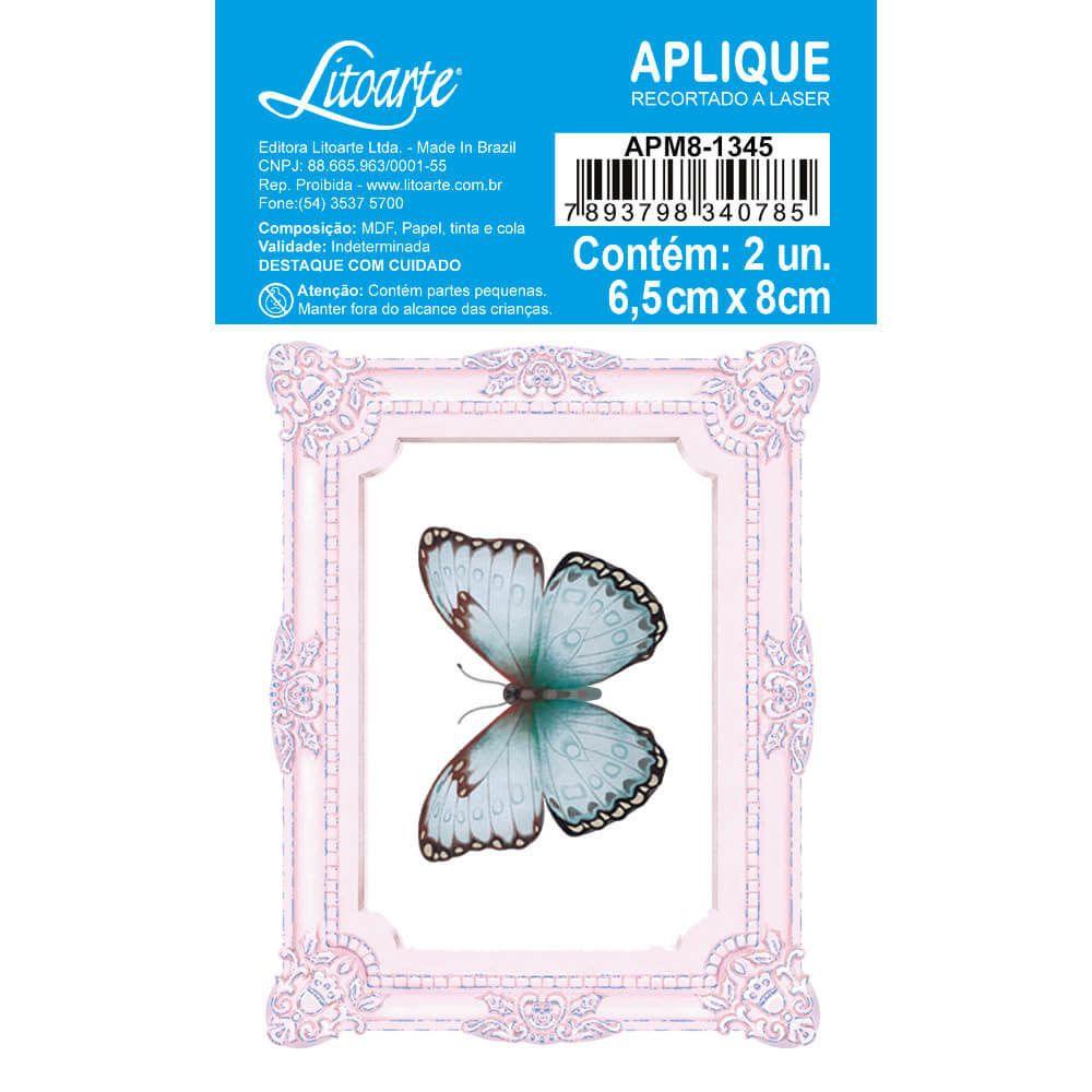 Aplique Litoarte APM8-1345 8cm Renascer Moldura e Borboleta - Palácio da Arte
