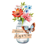 Aplique Litoarte APM8-1346 8cm Flores no Campo Pote com Flores Viva o Agora - Palácio da Arte