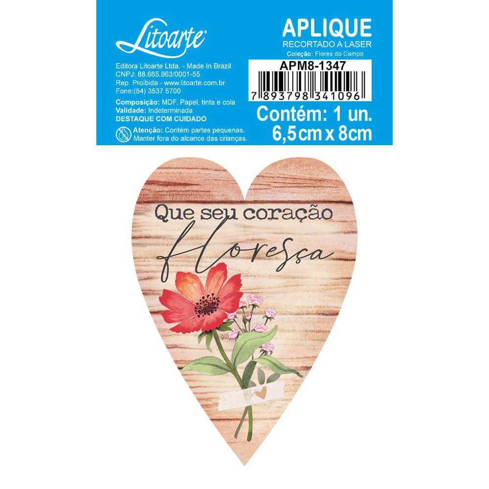 Aplique Litoarte APM8-1347 8cm Flores no Campo Que Seu Coração Floresça - Palácio da Arte