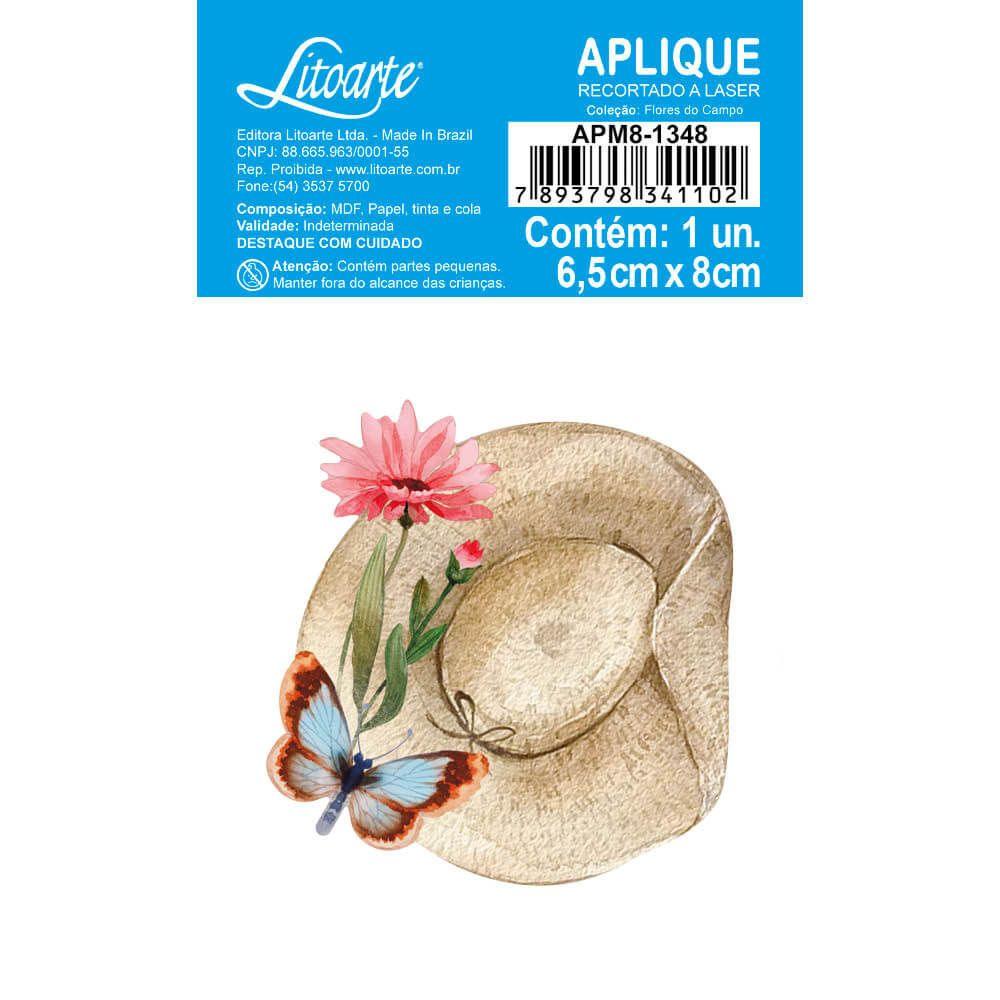 Aplique Litoarte APM8-1348 8cm Flores no Campo Chapéu com Flores - Palácio da Arte