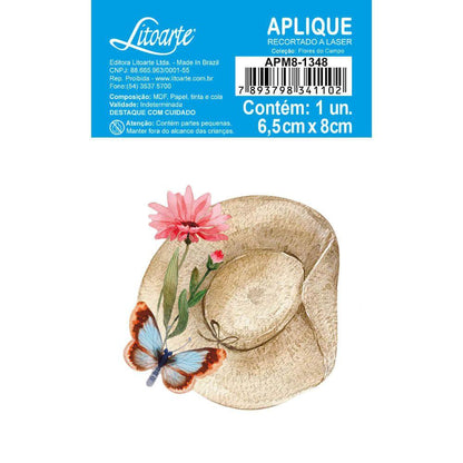 Aplique Litoarte APM8-1348 8cm Flores no Campo Chapéu com Flores - Palácio da Arte