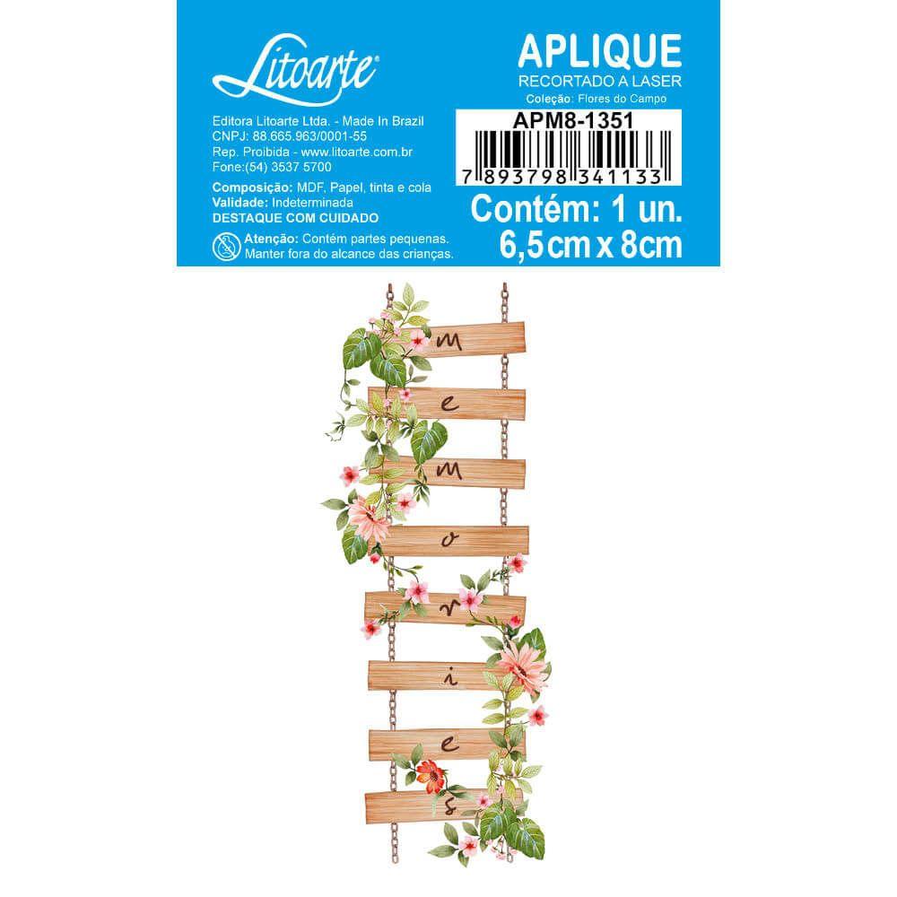 Aplique Litoarte APM8-1351 8cm Flores no Campo Memories - Palácio da Arte