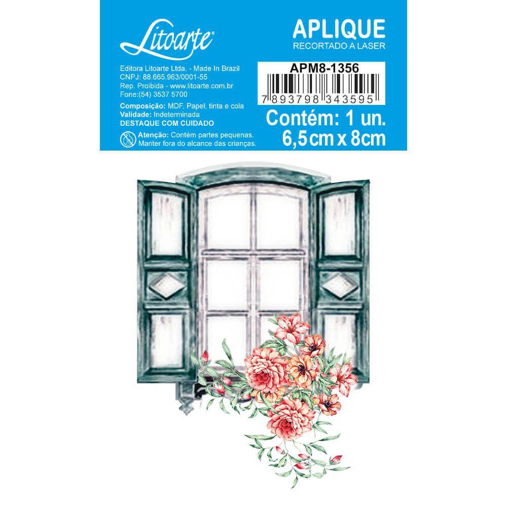 Aplique Litoarte APM8-1356 8cm Janela com Flores - Palácio da Arte