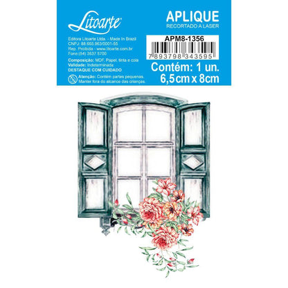 Aplique Litoarte APM8-1356 8cm Janela com Flores - Palácio da Arte