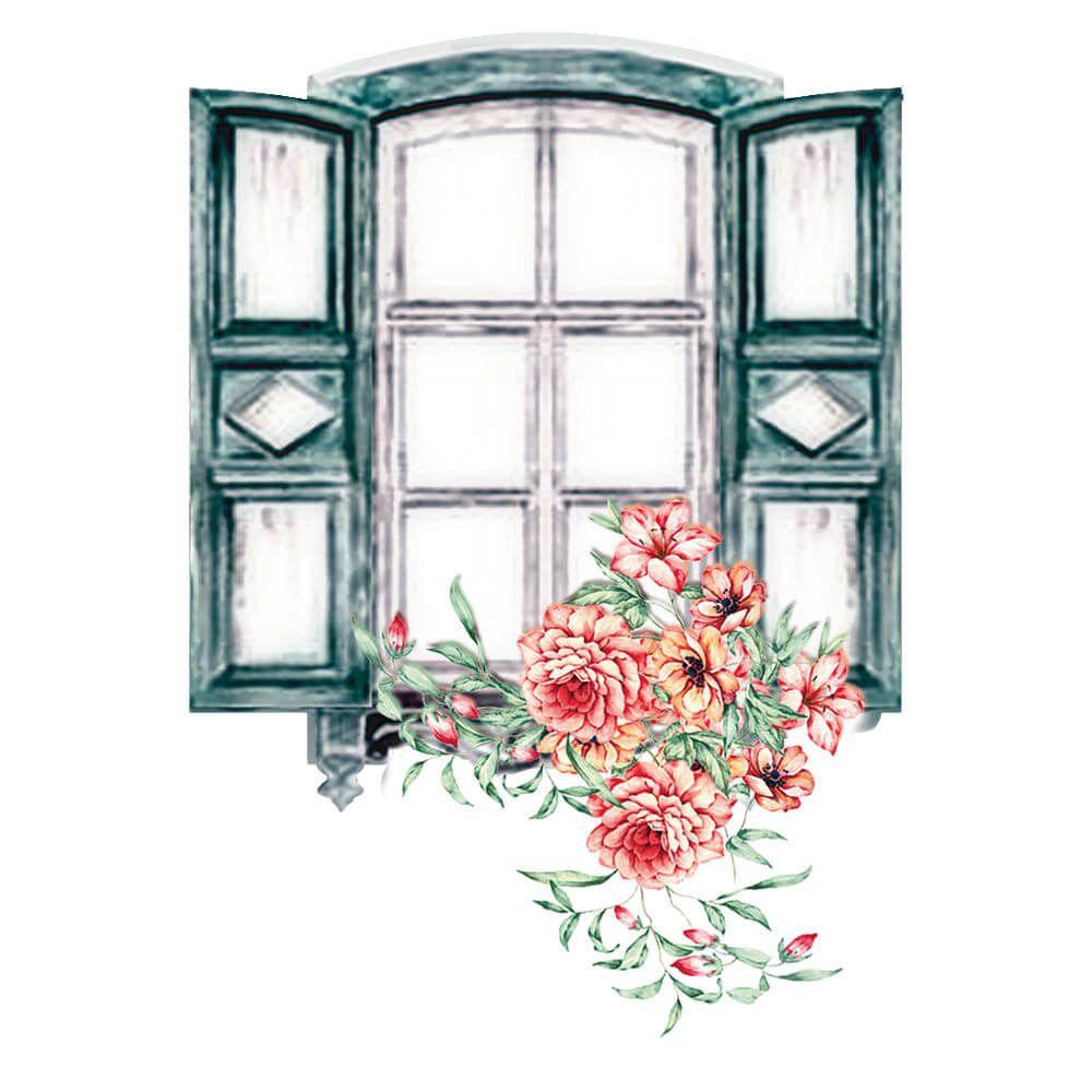 Aplique Litoarte APM8-1356 8cm Janela com Flores - Palácio da Arte