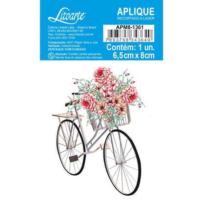 Aplique Litoarte APM8-1361 8cm Bicecletas com Flores - Palácio da Arte