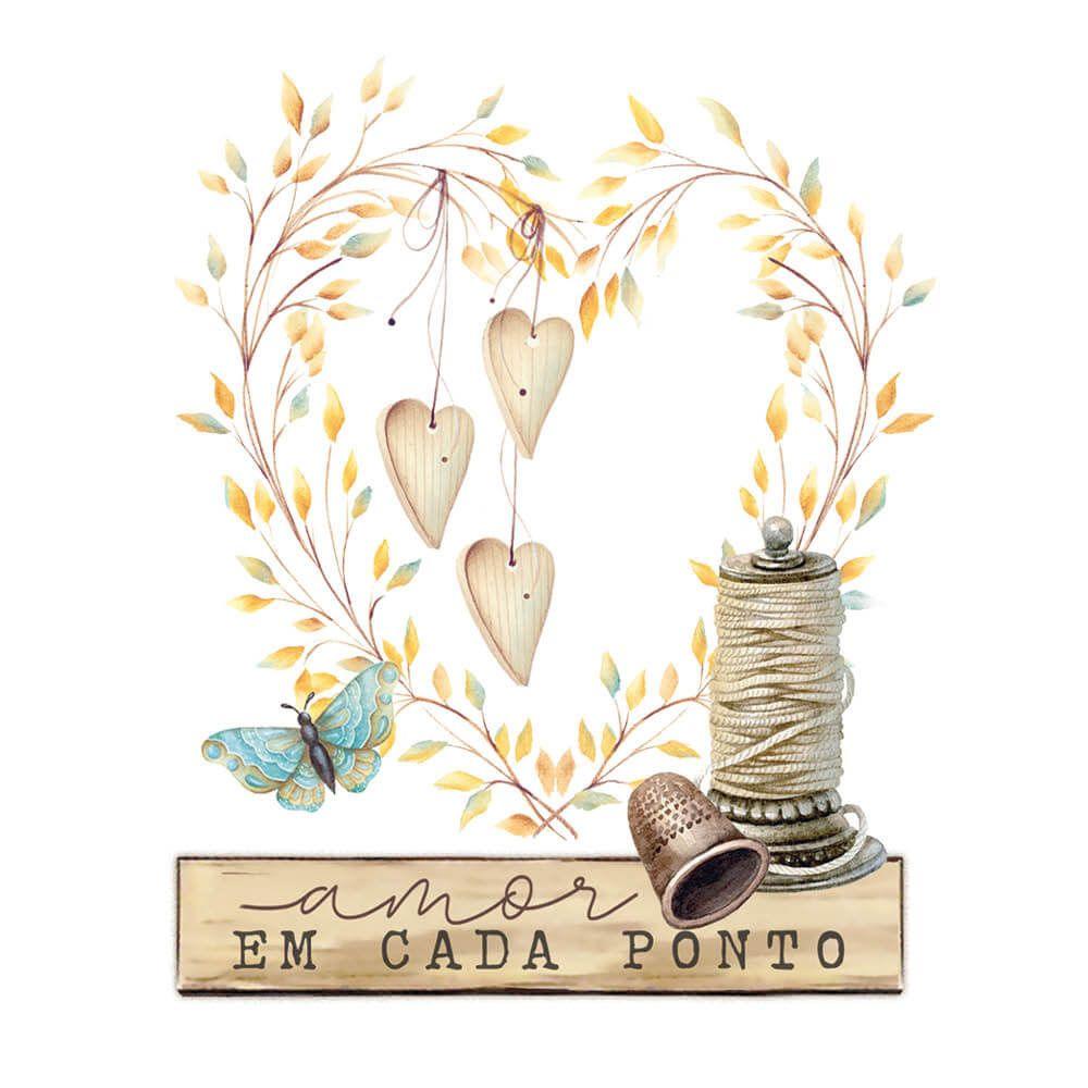 Aplique Litoarte APM8-1362 8cm Costura Vintage Guirlanda Coração Amor em Cada Ponto - Palácio da Arte