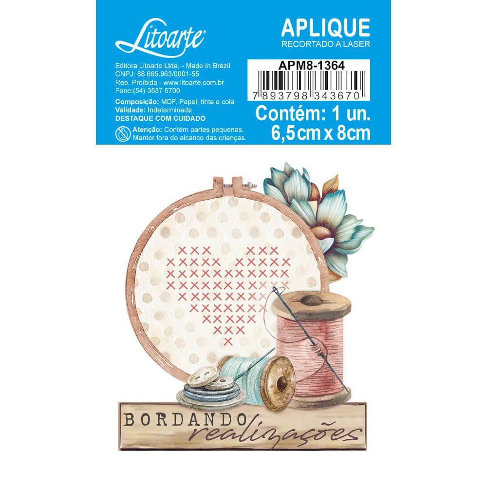Aplique Litoarte APM8-1364 8cm Costura Vintage Bastidor Bordado - Palácio da Arte
