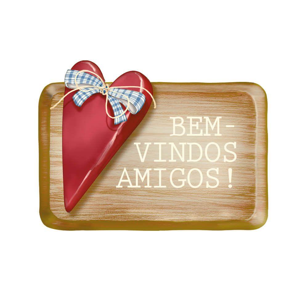Aplique Litoarte APM8-1365 8cm Galinhas Country Bem Vindos Amigos! - Palácio da Arte