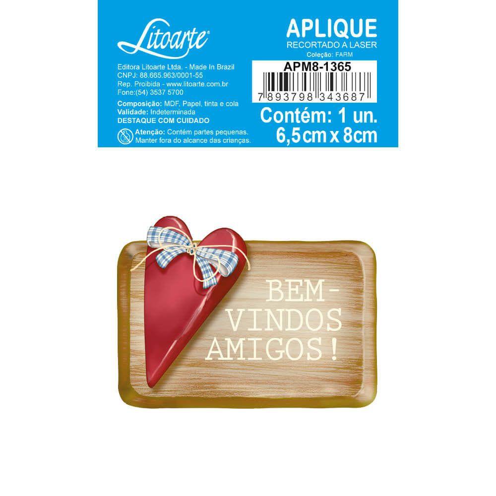 Aplique Litoarte APM8-1365 8cm Galinhas Country Bem Vindos Amigos! - Palácio da Arte