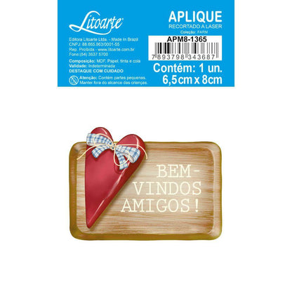Aplique Litoarte APM8-1365 8cm Galinhas Country Bem Vindos Amigos! - Palácio da Arte