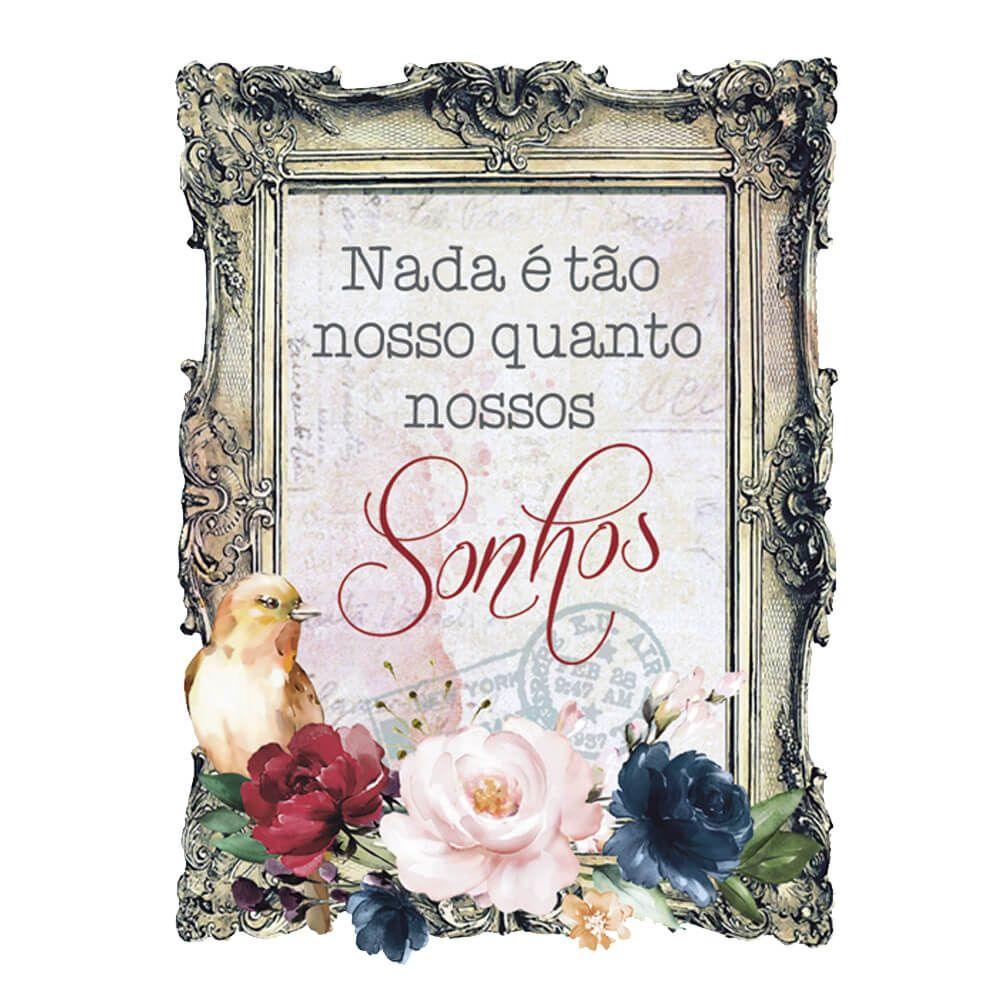 Aplique Litoarte APM8-1370 8cm Memórias Vintage Moldura com Frases - Palácio da Arte