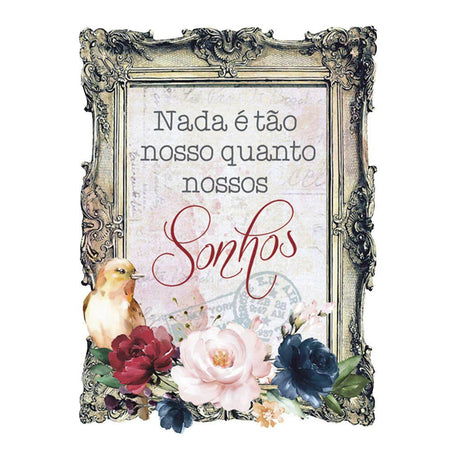 Aplique Litoarte APM8-1370 8cm Memórias Vintage Moldura com Frases - Palácio da Arte