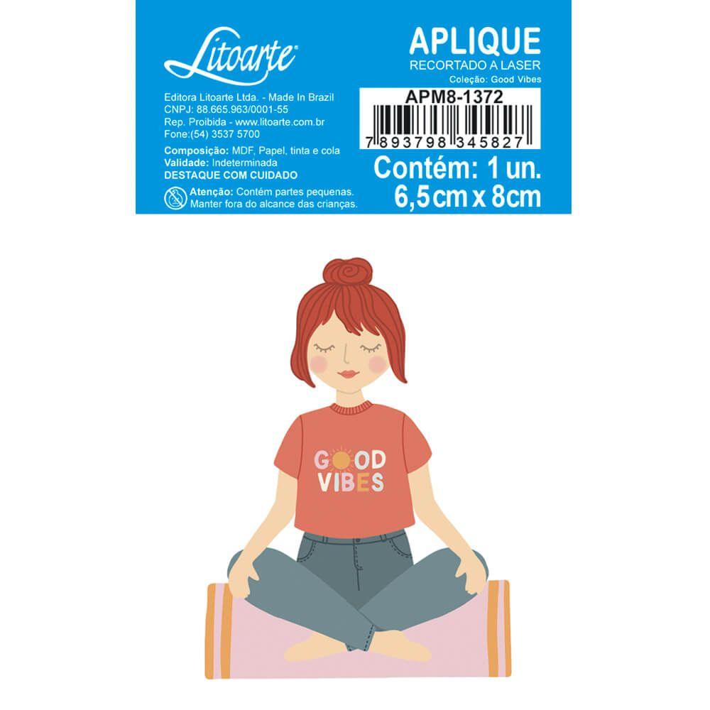 Aplique Litoarte APM8-1372 8cm Good Vibes Menina - Palácio da Arte