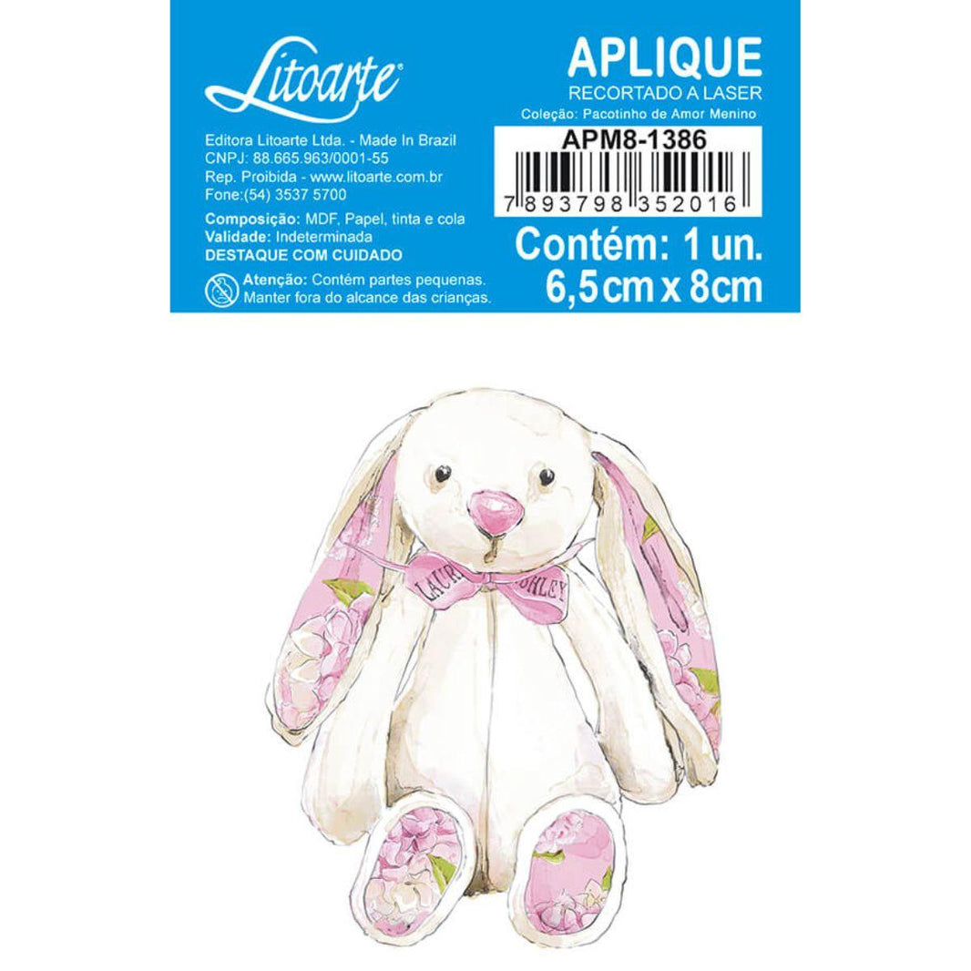 Aplique Litoarte APM8-1386 8cm Pacotinho de Amor Menina Coelho - Palácio da Arte
