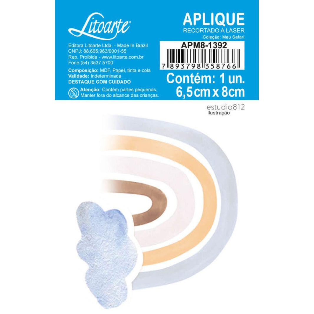 Aplique Litoarte APM8-1392 8cm Meu Safari Arco-Íris - Palácio da Arte