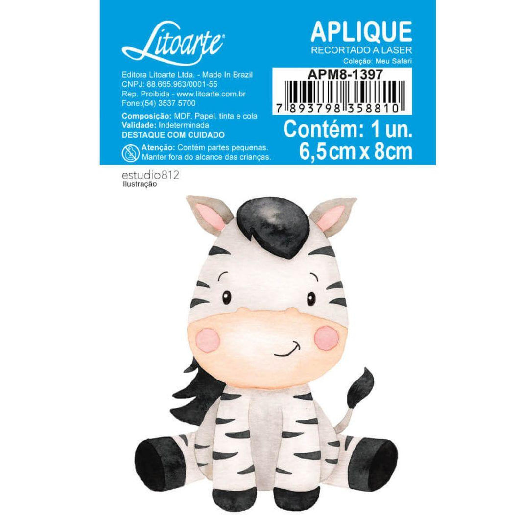 Aplique Litoarte APM8-1397 8cm Meu Safari Zebra - Palácio da Arte