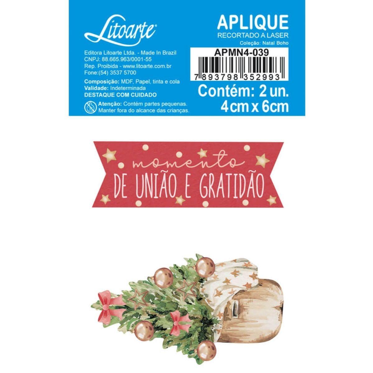 Aplique Litoarte APMN4-039 4cm Natal Boho Pinheiro e Tag 2 peças - Palácio da Arte