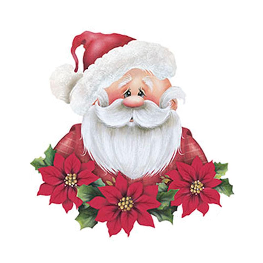 Aplique Litoarte APMN8-067 8cm Natal Papai Noel e Poinsétias - Palácio da Arte
