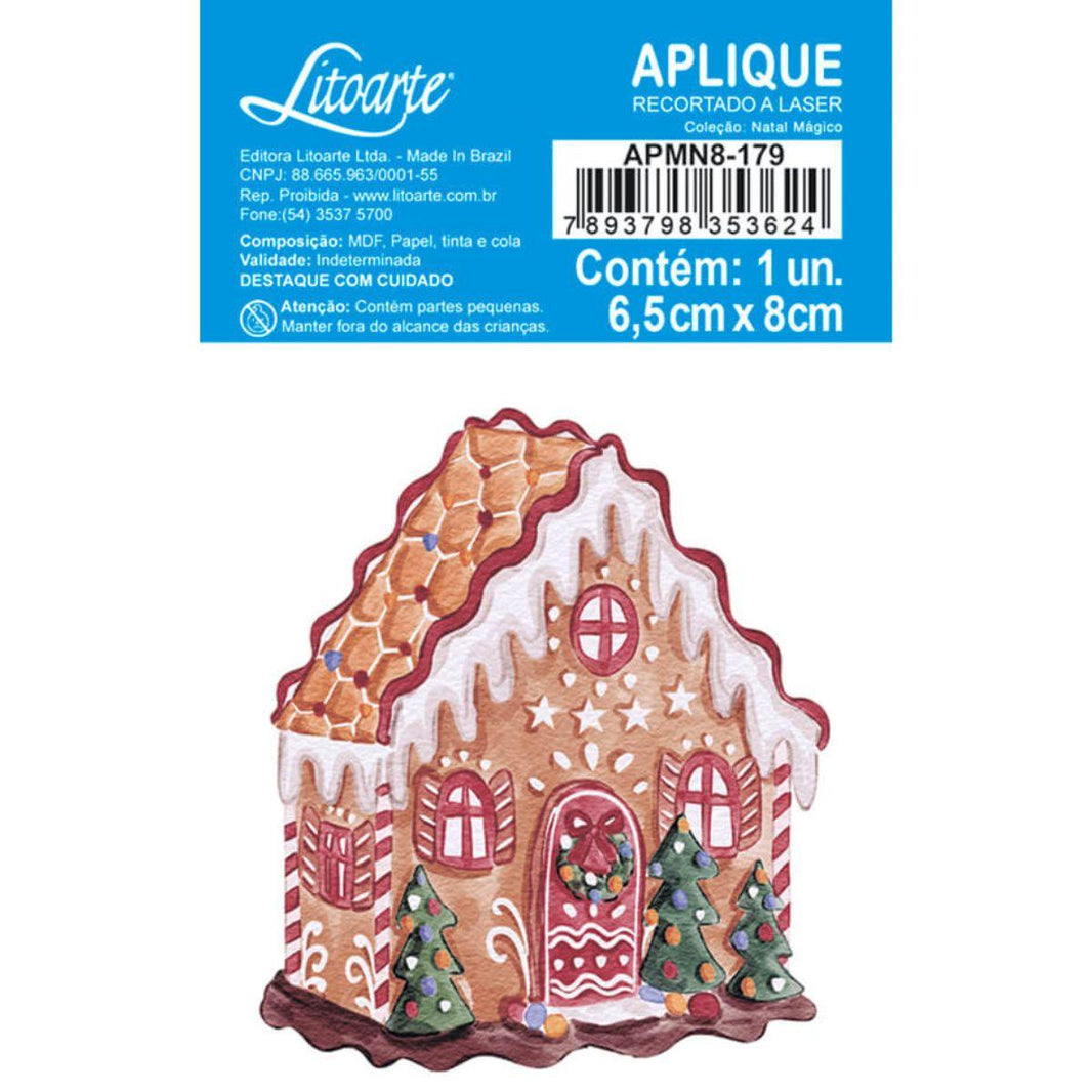 Aplique Litoarte APMN8-179 8cm Natal Mágico Casa de Gengibre - Palácio da Arte