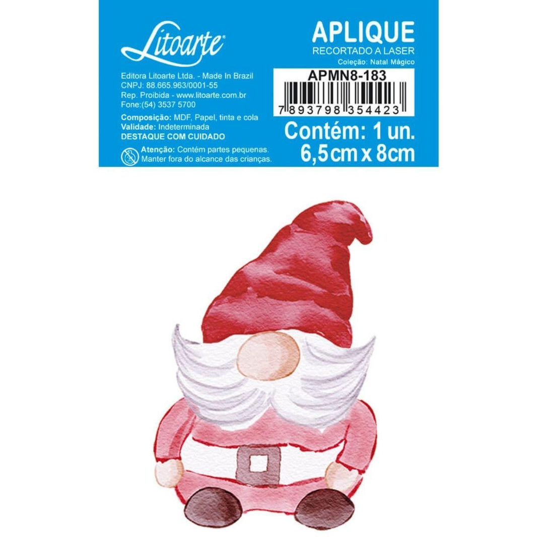 Aplique Litoarte APMN8-183 8cm Natal Mágico Gnomo Noel - Palácio da Arte