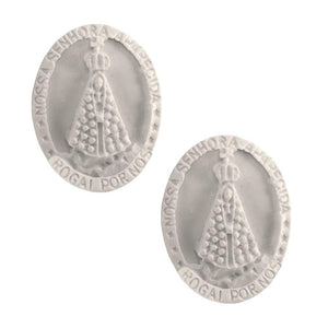 Aplique Medalha Nossa Senhora Aparecida 3,7x2,9cm com 2 unidades Resina - Palácio da Arte