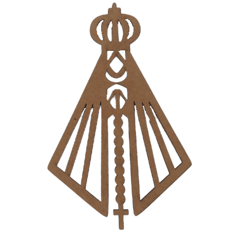 Aplique Nossa Senhora com Terço 15x9,5cm em MDF - Palácio da Arte
