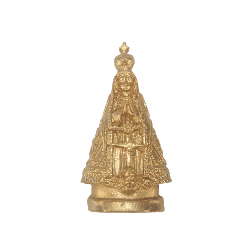 Aplique Nossa Senhora Dourado 4x8cm Resina - Palácio da Arte