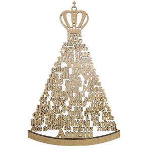 Aplique Oração Nossa Senhora Aparecida 30,8x19,7cm em MDF - Palácio da Arte