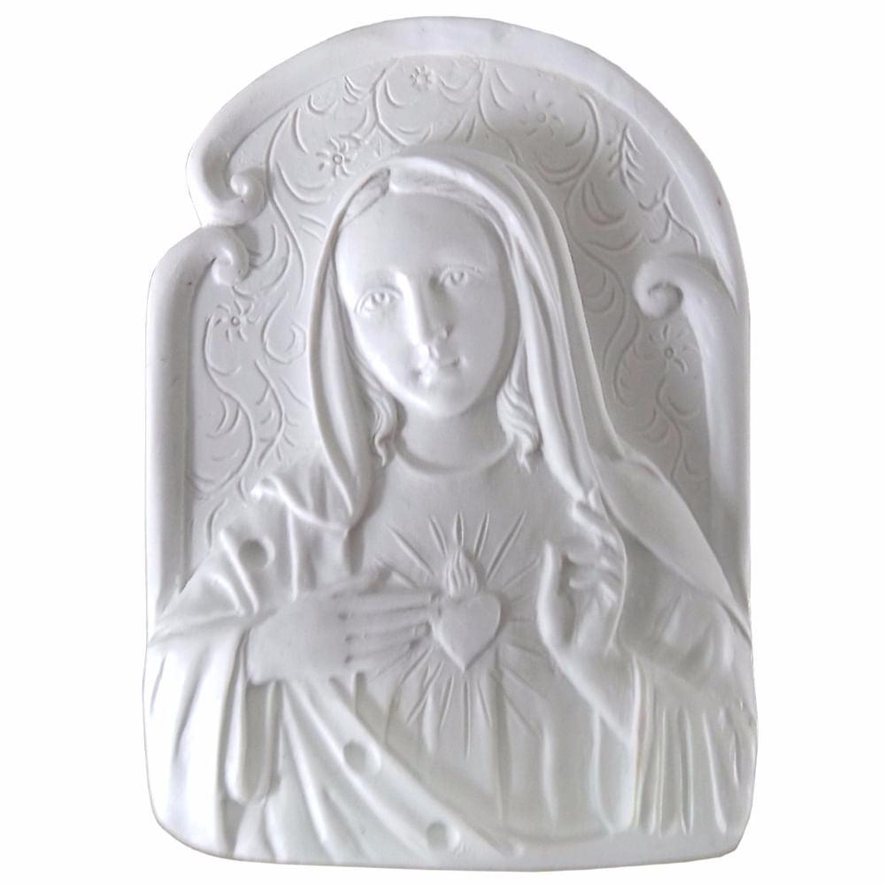 Aplique Oval Imaculado Coração de Maria 9x6,6cm Resina - Palácio da Arte