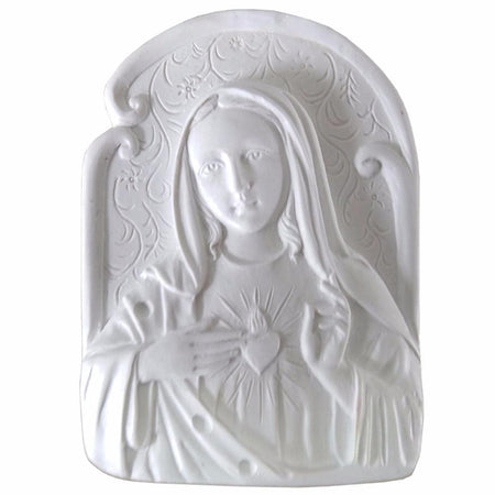Aplique Oval Imaculado Coração de Maria 9x6,6cm Resina - Palácio da Arte