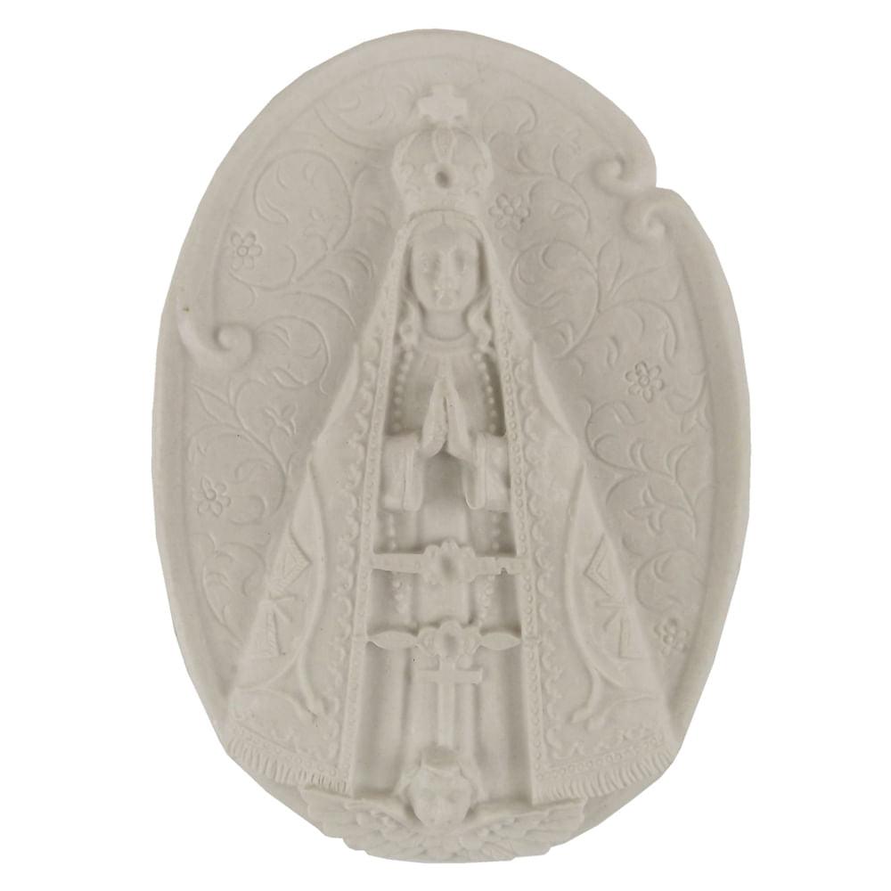 Aplique Oval Nossa Senhora Aparecida 10,8x7,8cm Resina - Palácio da Arte