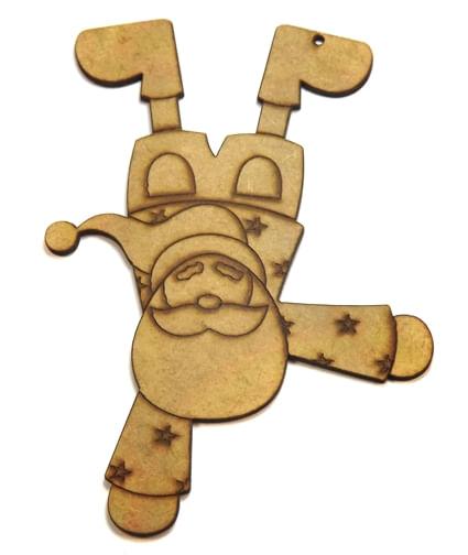 Aplique Papai Noel Descendo a Chamine 11x15cm em MDF - Palácio da Arte